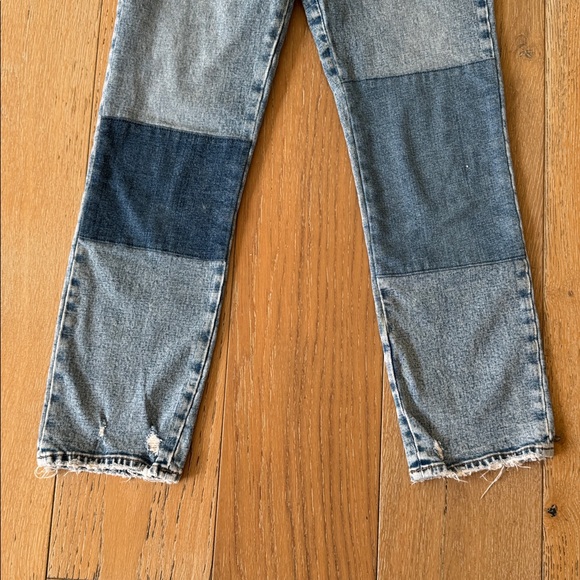 Abercrombie Ultra High Rise Ankle Straight Patchwork Jeans Size 26 - Picture 5 of 9